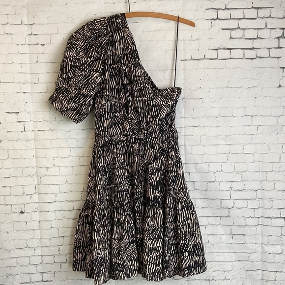 Jonathan Simkhai NWT Adriana Mini Dress Abstract Fern XS Asymmetrical Old Money - Picture 11 of 16